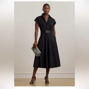 Ralph Lauren Pink Wrap Midi Dress with Notched Collar